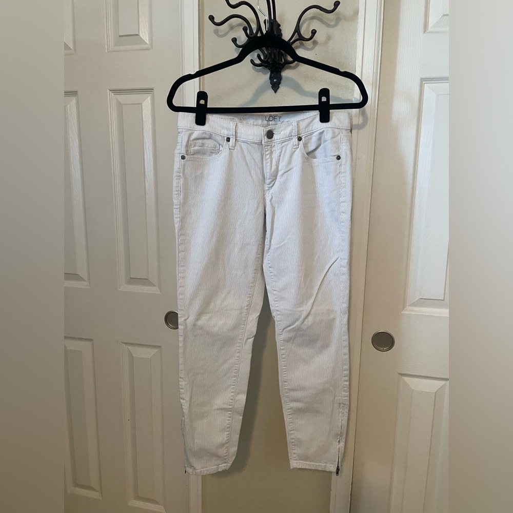 Loft Seersucker Modern Skinny Ankle Jeans